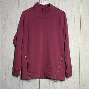 Athleta Cozy Karma Twist Neck Funnel Neck Sweatshirt Victorian Berry Medium